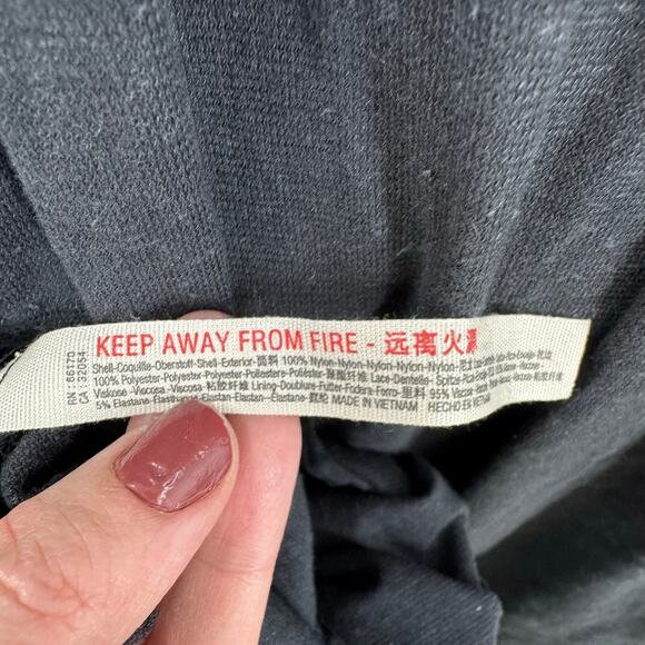 Free People Beach Spell on You Drop Waist Maxi Dress L Black Smocked High Neck - Picture 9 of 9